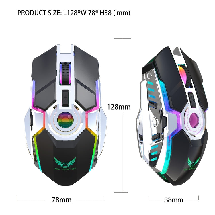 Lisslune | ZERODATE T30 2.4GHz 2400DPI Three-Speed Adjustable RGB Backlight Wireless Optical Mouse (Black)