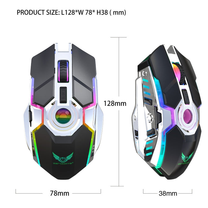 Lisslune | ZERODATE T30 2.4GHz 2400DPI Three-Speed Adjustable RGB Backlight Wireless Optical Mouse (Black)