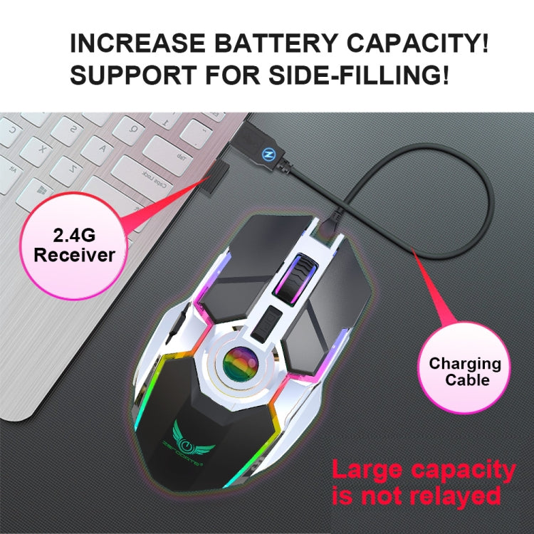 Lisslune | ZERODATE T30 2.4GHz 2400DPI Three-Speed Adjustable RGB Backlight Wireless Optical Mouse (Black)