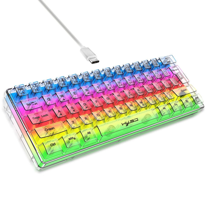 Lisslune | HXSJ V700T 61-Key Wired Membrane RGB Backlit Mechanical Keyboard (Transparent)