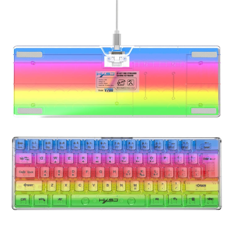 Lisslune | HXSJ V700T 61-Key Wired Membrane RGB Backlit Mechanical Keyboard (Transparent)