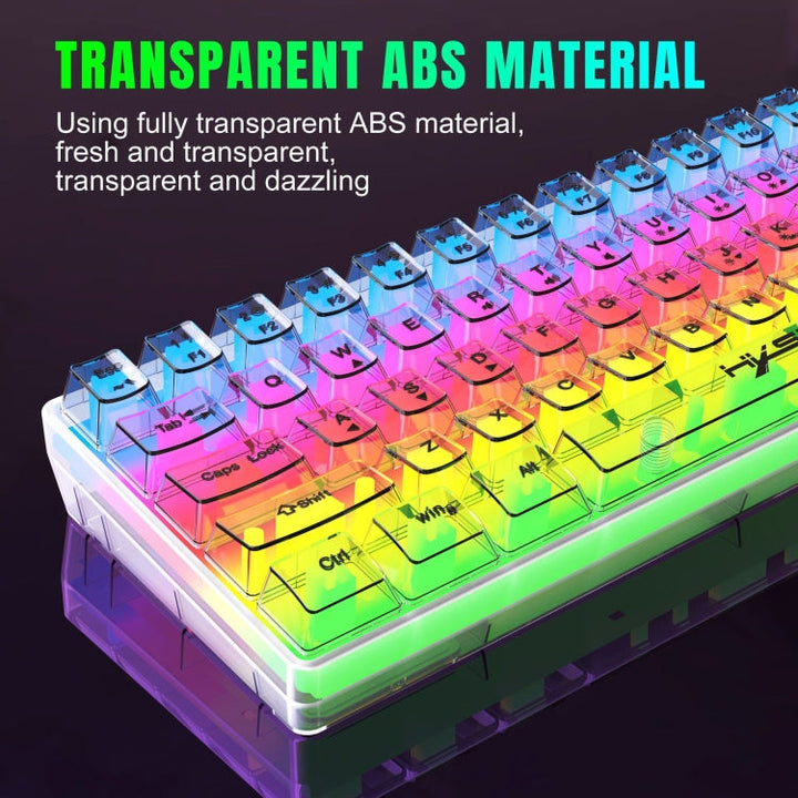 Lisslune | HXSJ V700T 61-Key Wired Membrane RGB Backlit Mechanical Keyboard (Transparent)