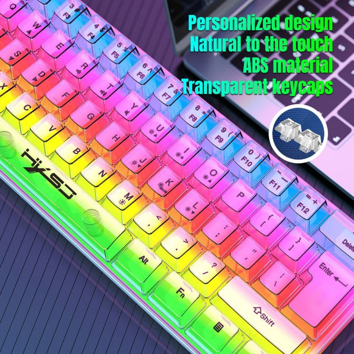 Lisslune | HXSJ V700T 61-Key Wired Membrane RGB Backlit Mechanical Keyboard (Transparent)