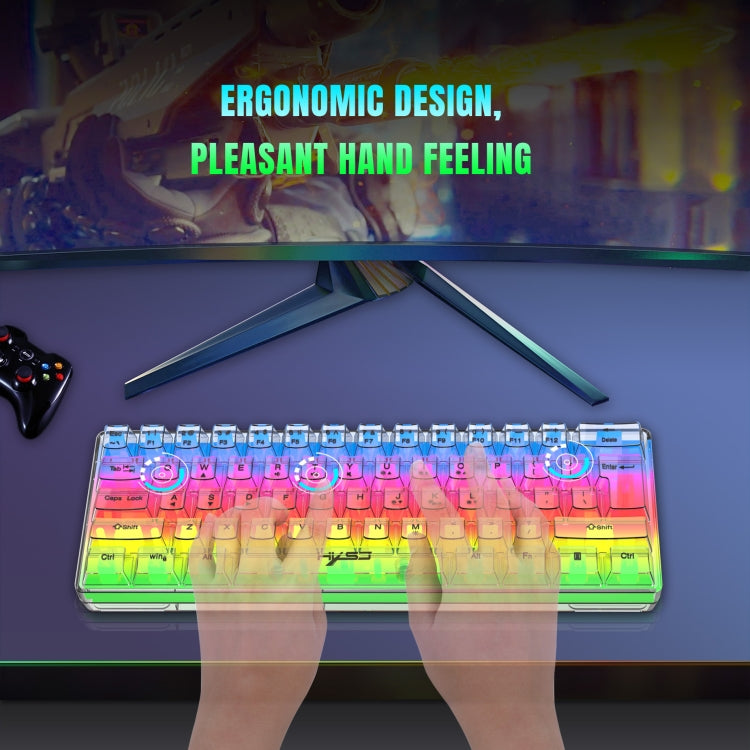Lisslune | HXSJ V700T 61-Key Wired Membrane RGB Backlit Mechanical Keyboard (Transparent)