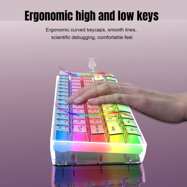 Lisslune | HXSJ V700T 61-Key Wired Membrane RGB Backlit Mechanical Keyboard (Transparent)