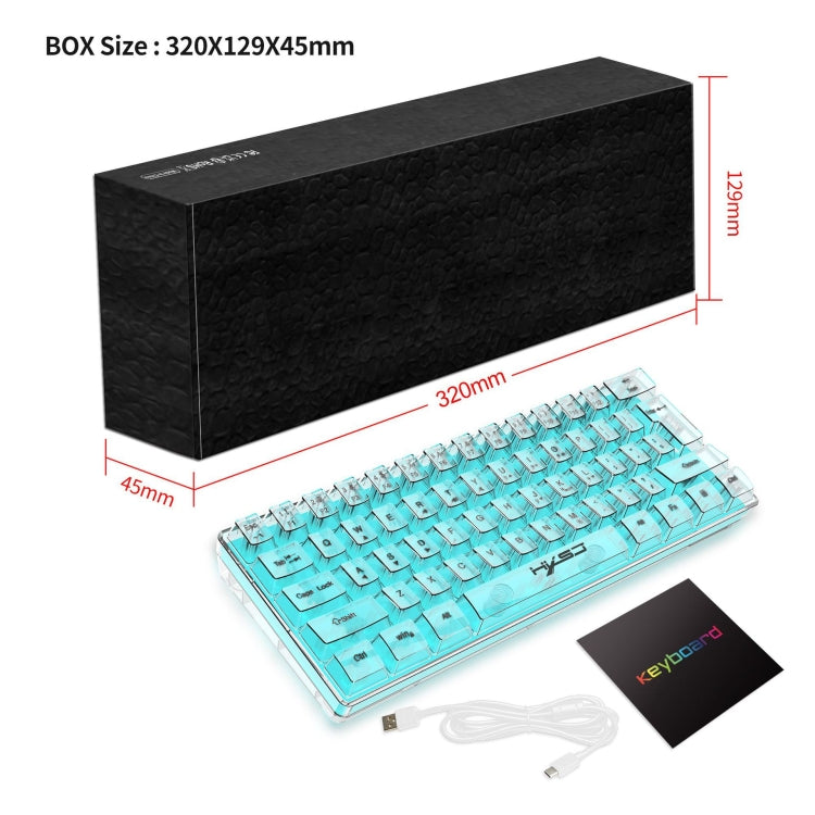 Lisslune | HXSJ V700T 61-Key Wired Membrane RGB Backlit Mechanical Keyboard (Transparent)