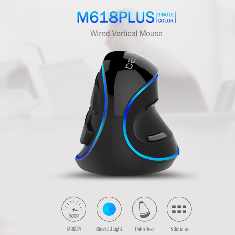 Lisslune | DELUX M618 Plus Wired blue version optical mouse ergonomic vertical mouse 1600DPI