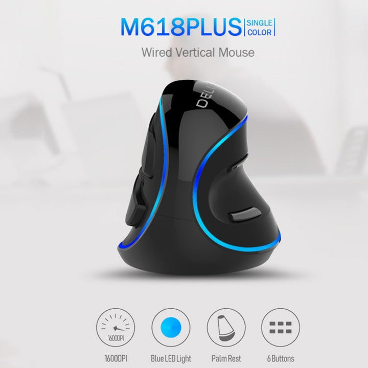 Lisslune | DELUX M618 Plus Wired blue version optical mouse ergonomic vertical mouse 1600DPI