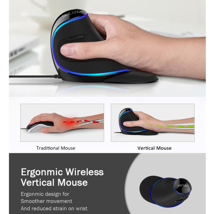 Lisslune | DELUX M618 Plus Wired blue version optical mouse ergonomic vertical mouse 1600DPI