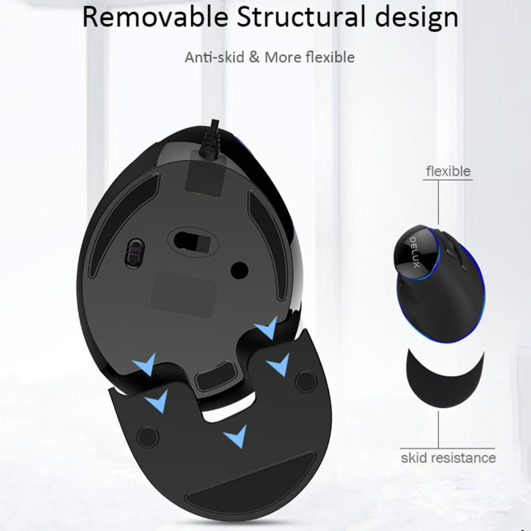 Lisslune | DELUX M618 Plus Wired blue version optical mouse ergonomic vertical mouse 1600DPI