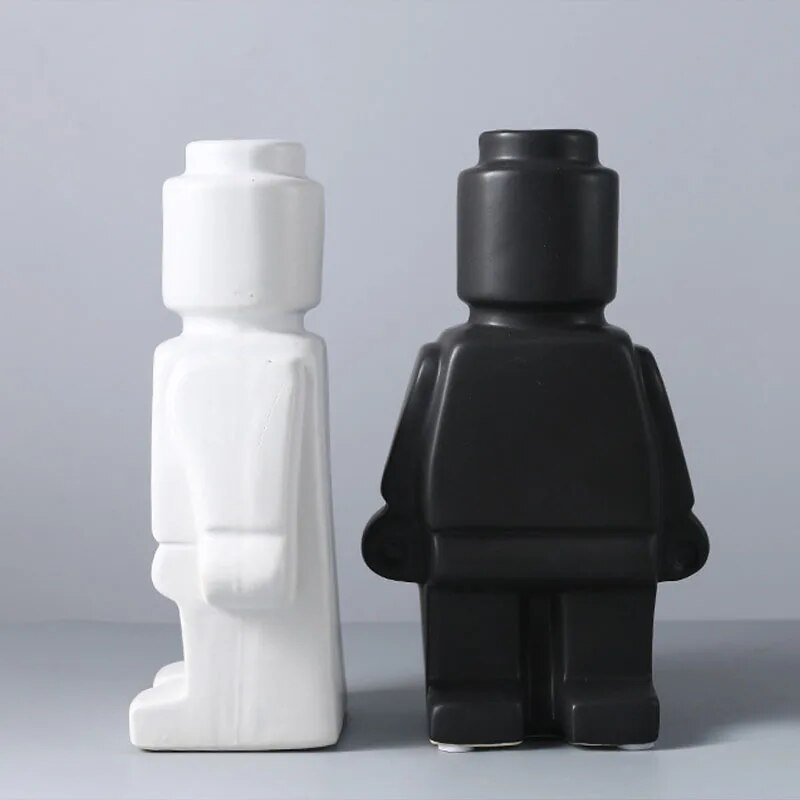 Lisslune | UniqueDisplay - Polka Dot Robot Flower Vase Figure