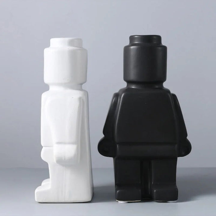 Lisslune | UniqueDisplay - Polka Dot Robot Flower Vase Figure