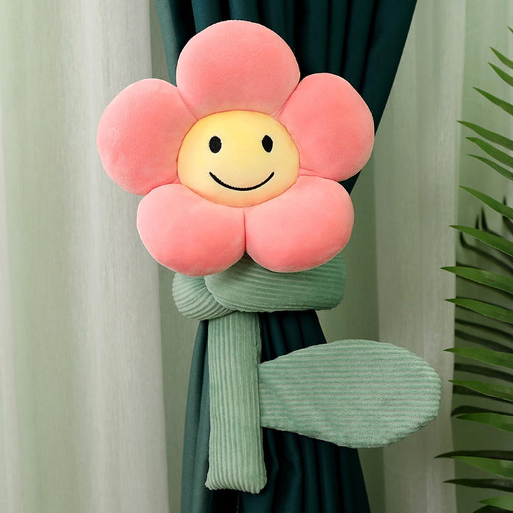 Lisslune | BlossomSmiles - Plush flower-shaped smiley curtain tieback