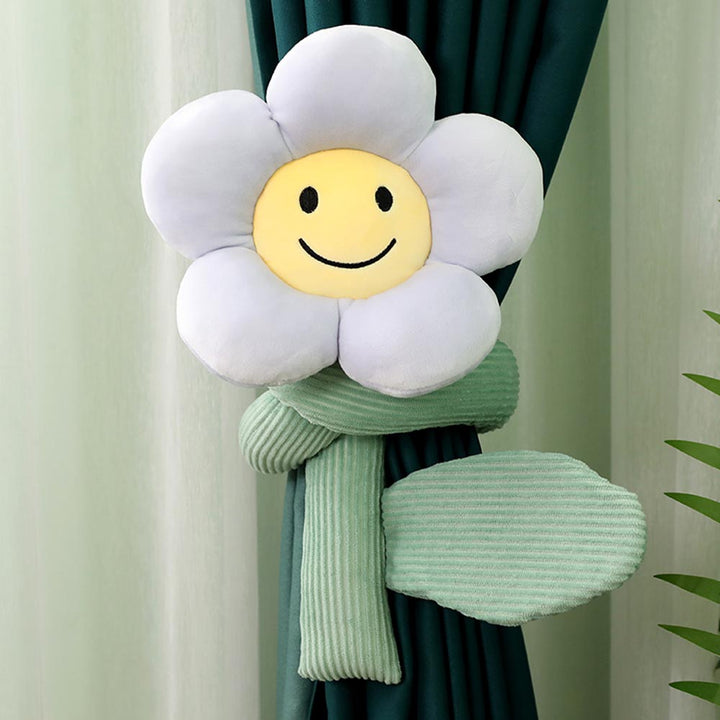 Lisslune | BlossomSmiles - Plush flower-shaped smiley curtain tieback