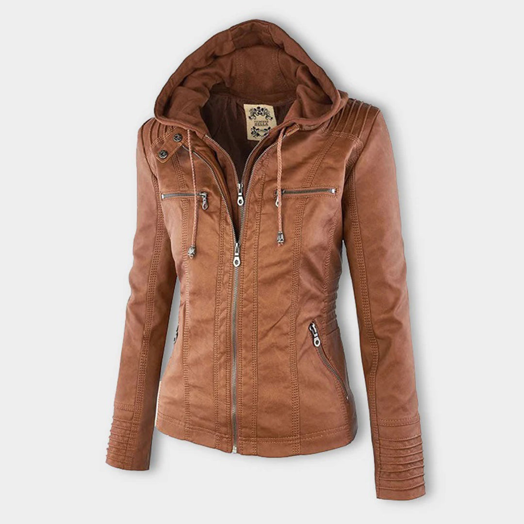 Lisslune | Waterproof Women's Synthetic Leather Jacket with Hood