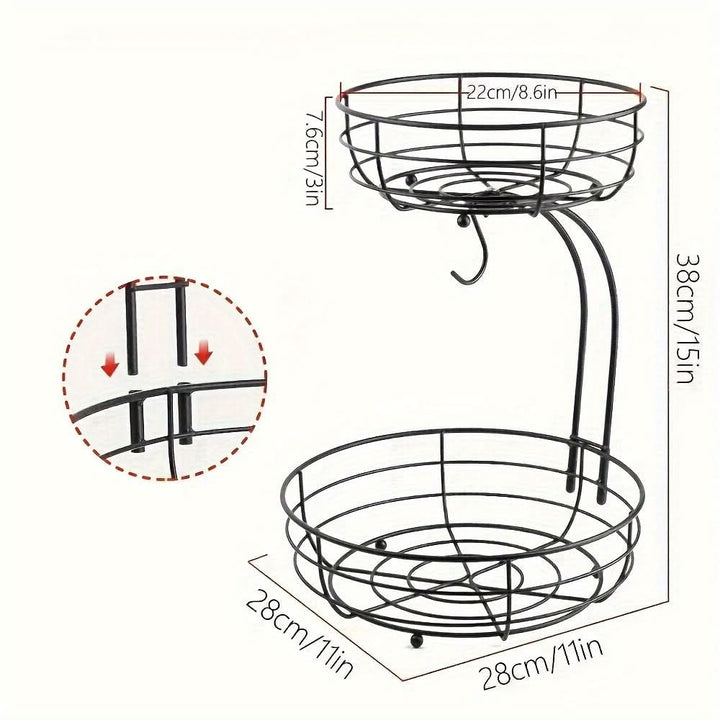 Lisslune | 2-Tier Fruit Stand with Banana Holder in Scandinavian Design