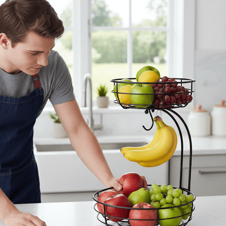 Lisslune | 2-Tier Fruit Stand with Banana Holder in Scandinavian Design