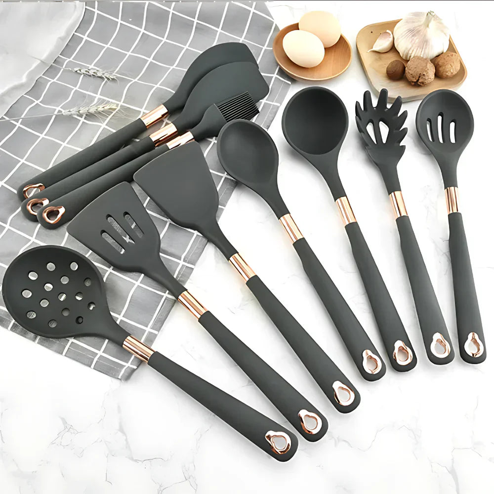 Lisslune | EliteCook - 12-piece gold-plated kitchen utensil set