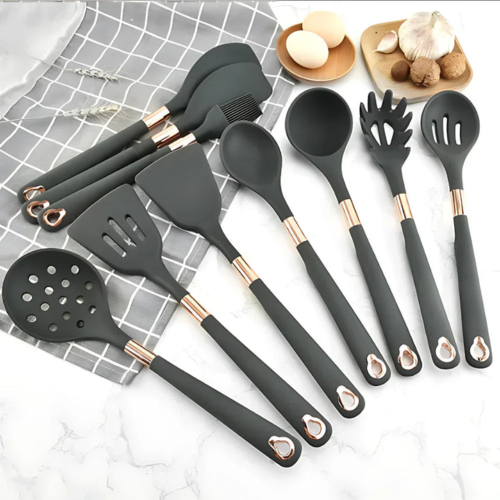Lisslune | EliteCook - 12-piece gold-plated kitchen utensil set