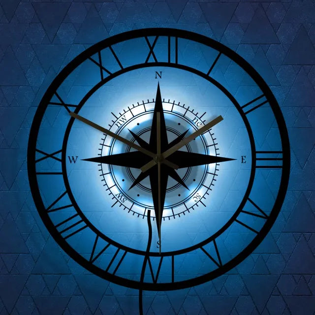 Lisslune | Nautical Compass Wall Clock