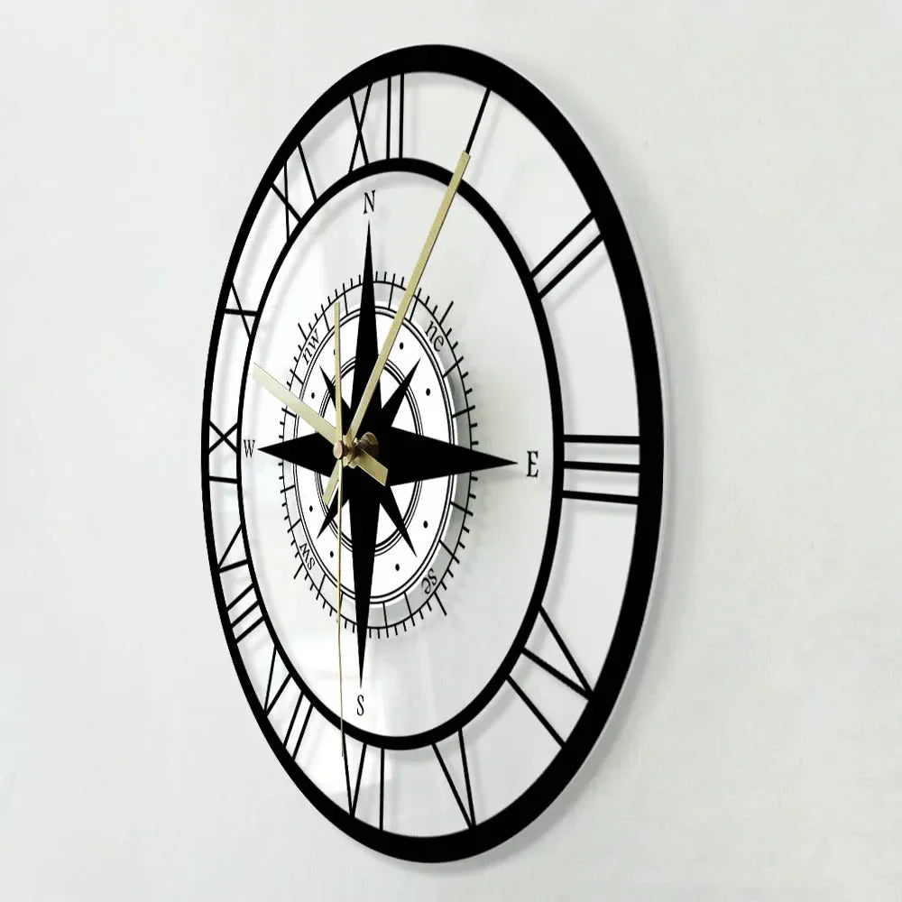 Lisslune | Nautical Compass Wall Clock