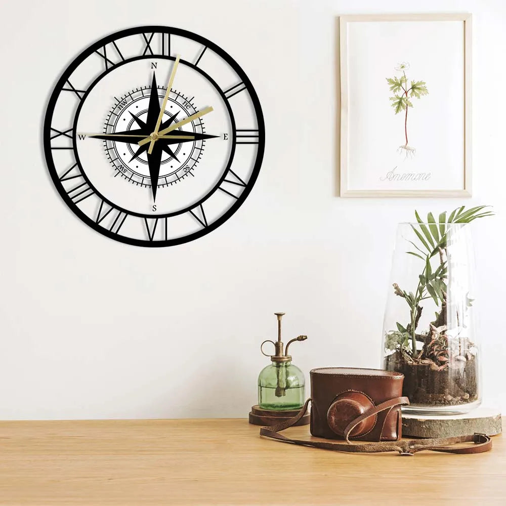 Lisslune | Nautical Compass Wall Clock
