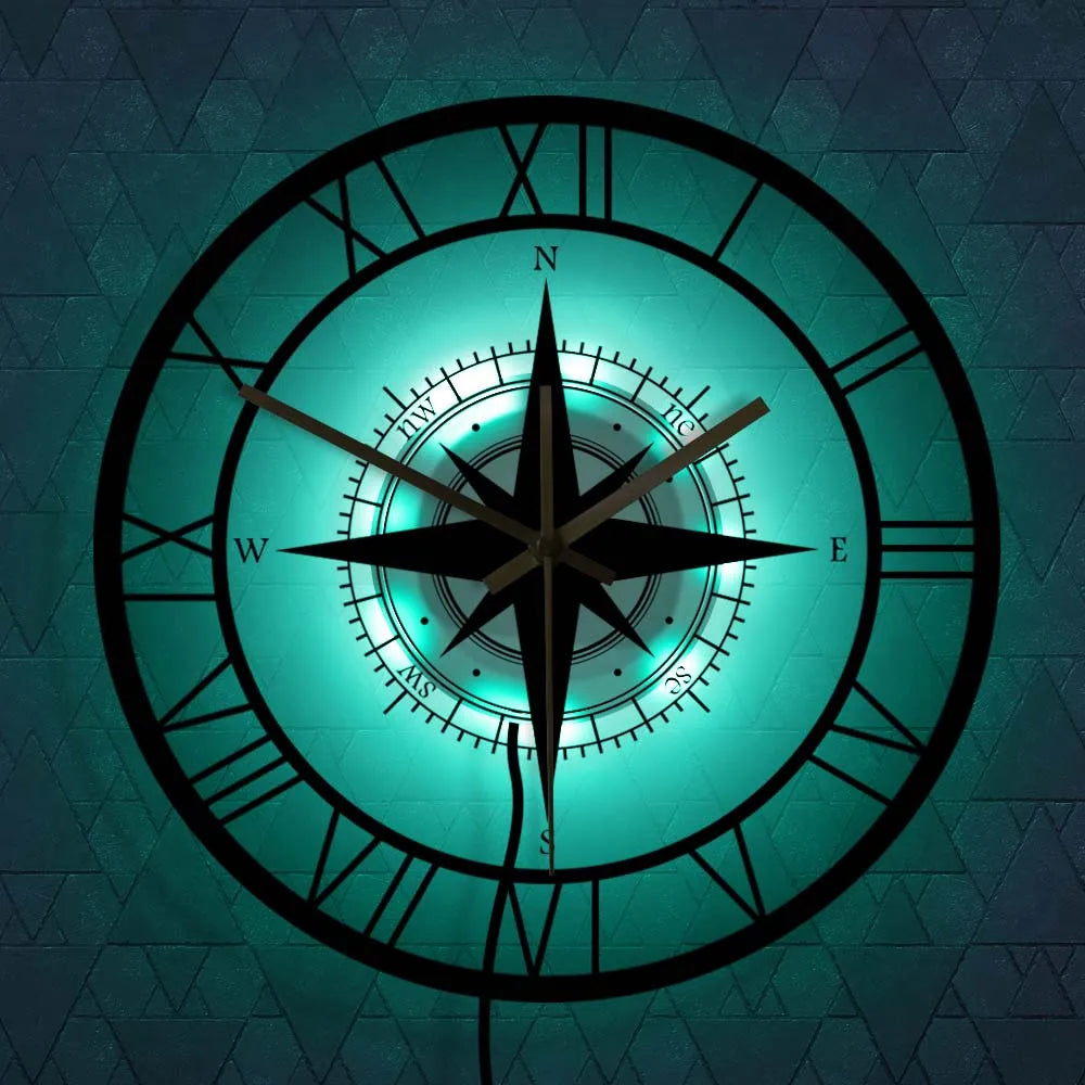Lisslune | Nautical Compass Wall Clock