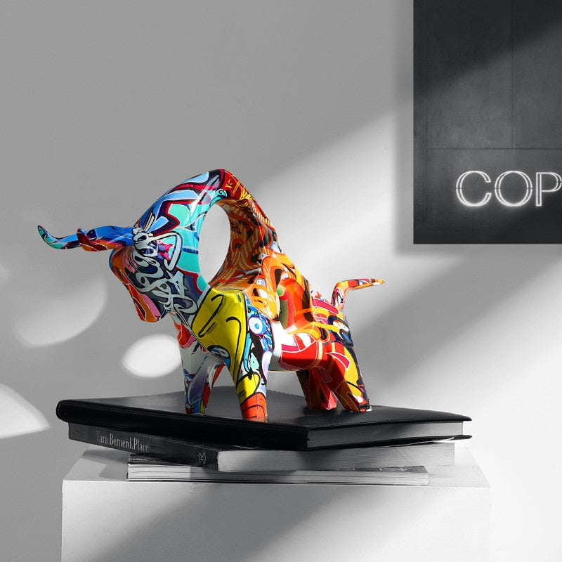 Lisslune | Art Colorful Bull Sculpture