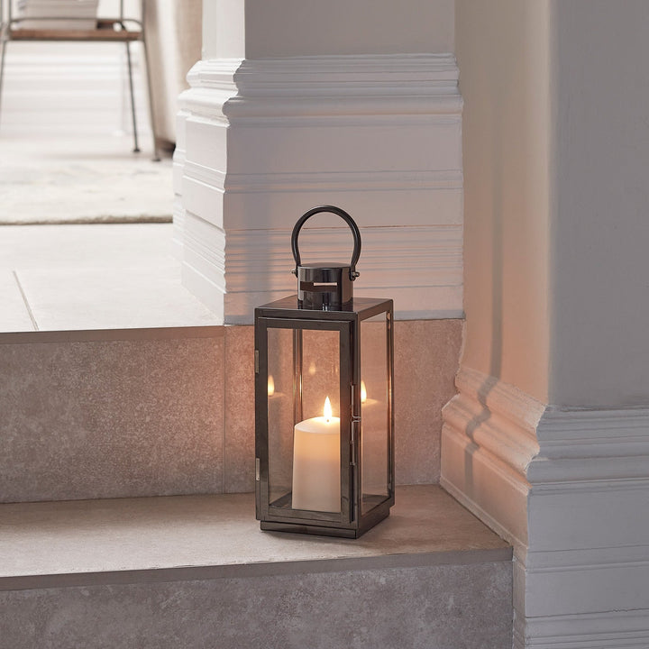 Lisslune | LED Lantern Stainless Steel Dark Gray with TruGlow LED Candle