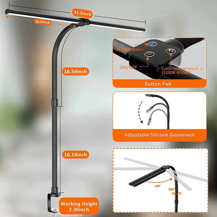 Lisslune | DeskLight - Modern Dual-Head LED Desk Lamp, Stylish Office Lighting