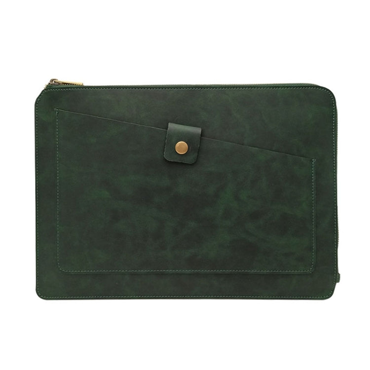 Lisslune | 11.6 Inch Genuine Leather Zipper Laptop Tablet Case, For Macbook, Samsung, Lenovo, Sony, DELL Alienware, CHUWI, ASUS, HP 11.6 Inch and Smaller Laptops (Dark Green)