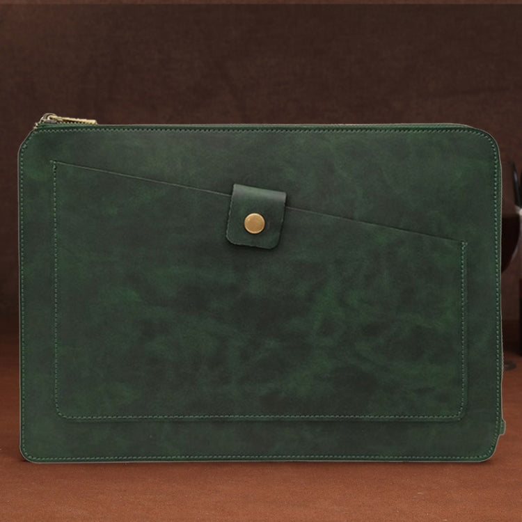 Lisslune | 11.6 Inch Genuine Leather Zipper Laptop Tablet Case, For Macbook, Samsung, Lenovo, Sony, DELL Alienware, CHUWI, ASUS, HP 11.6 Inch and Smaller Laptops (Dark Green)