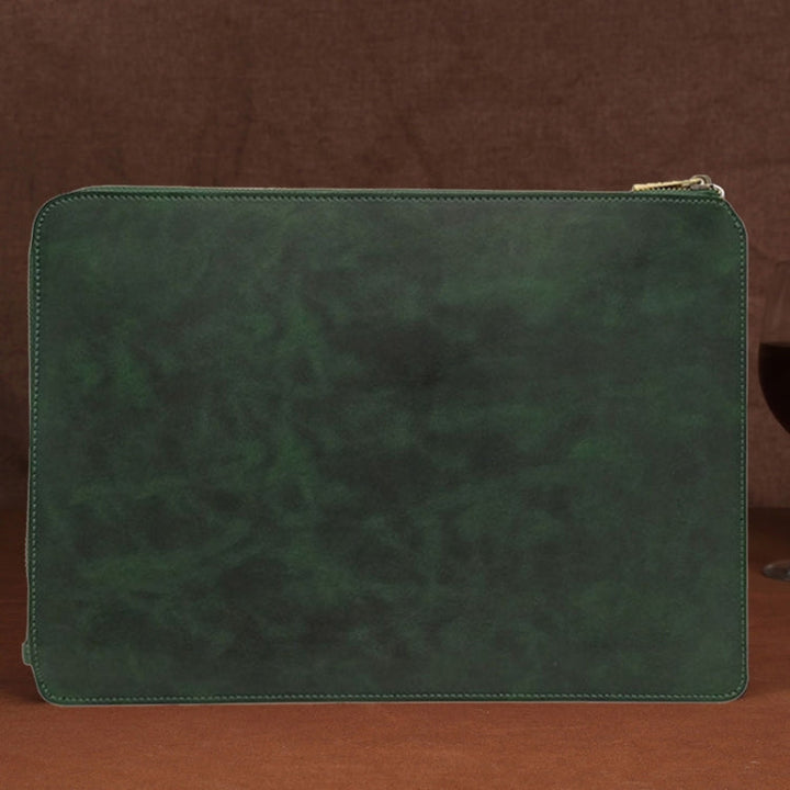 Lisslune | 11.6 Inch Genuine Leather Zipper Laptop Tablet Case, For Macbook, Samsung, Lenovo, Sony, DELL Alienware, CHUWI, ASUS, HP 11.6 Inch and Smaller Laptops (Dark Green)