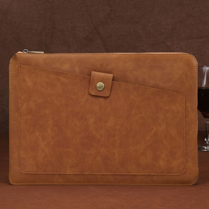 Lisslune | 11.6 Inch Genuine Leather Zipper Laptop Tablet Bag, For Macbook, Samsung, Lenovo, Sony, DELL Alienware, CHUWI, ASUS, HP 11.6 Inch and Below Laptop (Brown)