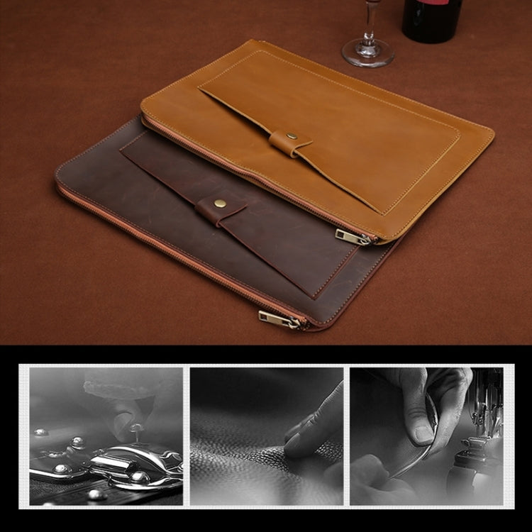 Lisslune | 11.6 Inch Genuine Leather Zipper Laptop Tablet Case, For Macbook, Samsung, Lenovo, Sony, DELL Alienware, CHUWI, ASUS, HP 11.6 Inch and Smaller Laptops (Dark Green)