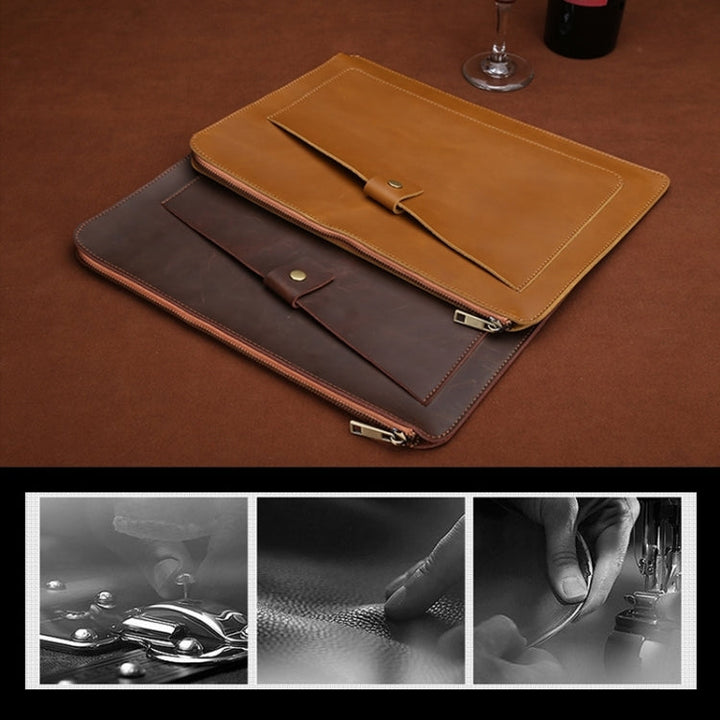 Lisslune | 11.6 Inch Genuine Leather Zipper Laptop Tablet Case, For Macbook, Samsung, Lenovo, Sony, DELL Alienware, CHUWI, ASUS, HP 11.6 Inch and Smaller Laptops (Dark Green)