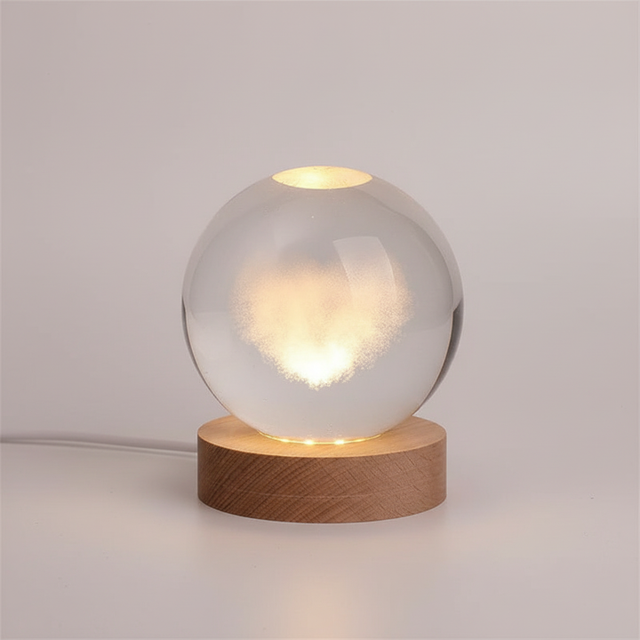Lisslune | AstroGlobe 3D Lamp – Spherical Wooden Table Lamp with Warm LED Light and Planet Design