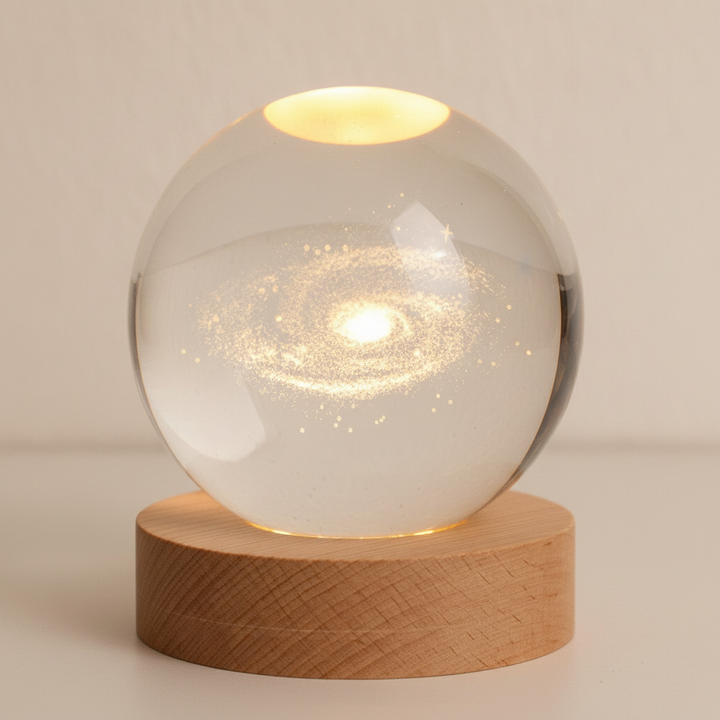 Lisslune | AstroGlobe 3D Lamp – Spherical Wooden Table Lamp with Warm LED Light and Planet Design