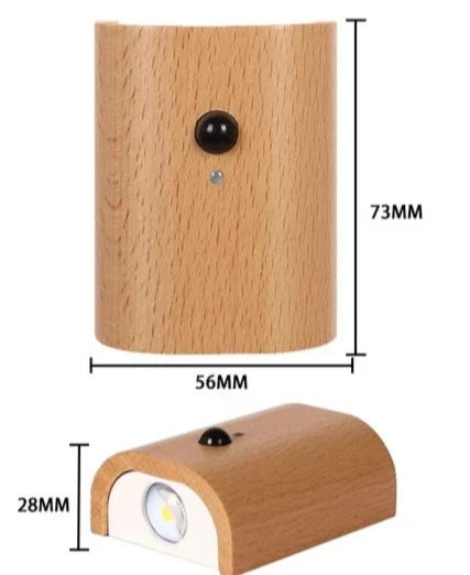 Lisslune | LightFountain | Wood Wireless USB Rechargeable Wall Lamp with Motion Sensor | Ambient Lighting
