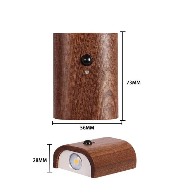 Lisslune | LightFountain | Wood Wireless USB Rechargeable Wall Lamp with Motion Sensor | Ambient Lighting