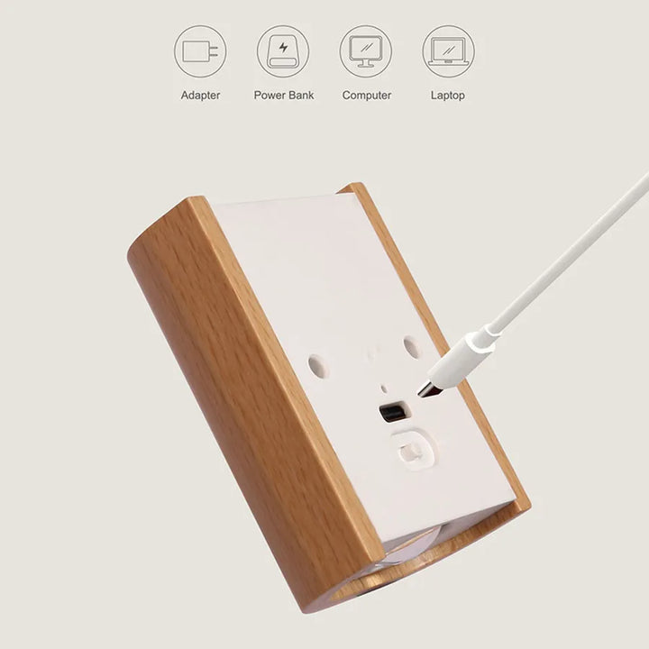Lisslune | LightFountain | Wood Wireless USB Rechargeable Wall Lamp with Motion Sensor | Ambient Lighting