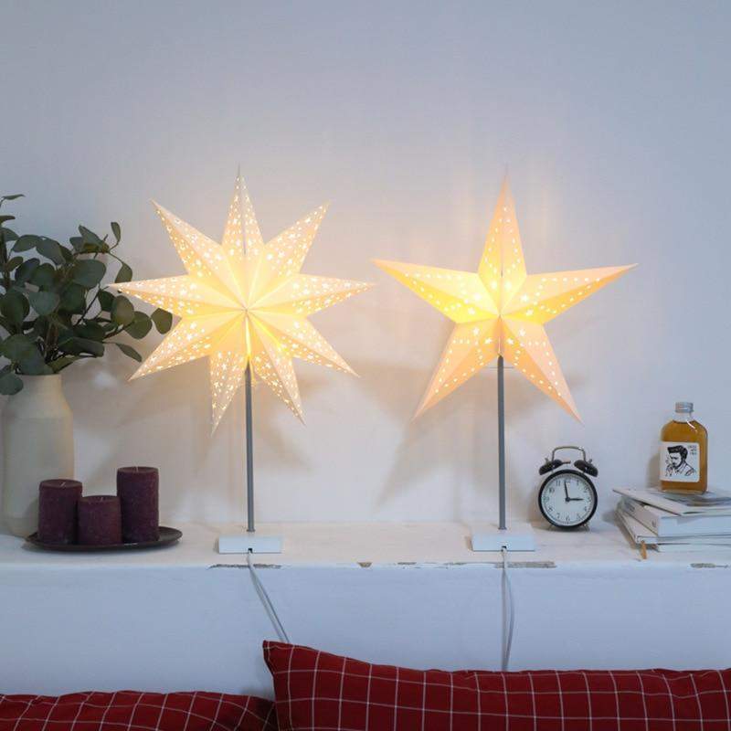 Lisslune | StellarGlow | Radiant LED Star Table Lamp – Wooden Base Ambient Light for Bedroom & Living Room Décor