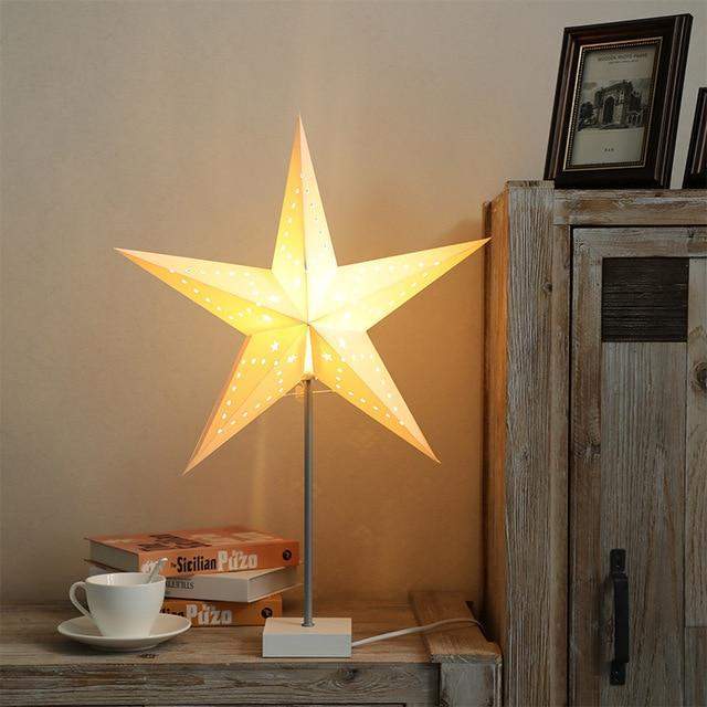 Lisslune | StellarGlow | Radiant LED Star Table Lamp – Wooden Base Ambient Light for Bedroom & Living Room Décor