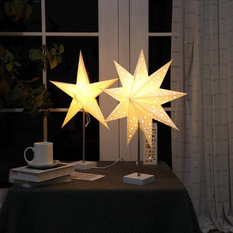Lisslune | StellarGlow | Radiant LED Star Table Lamp – Wooden Base Ambient Light for Bedroom & Living Room Décor