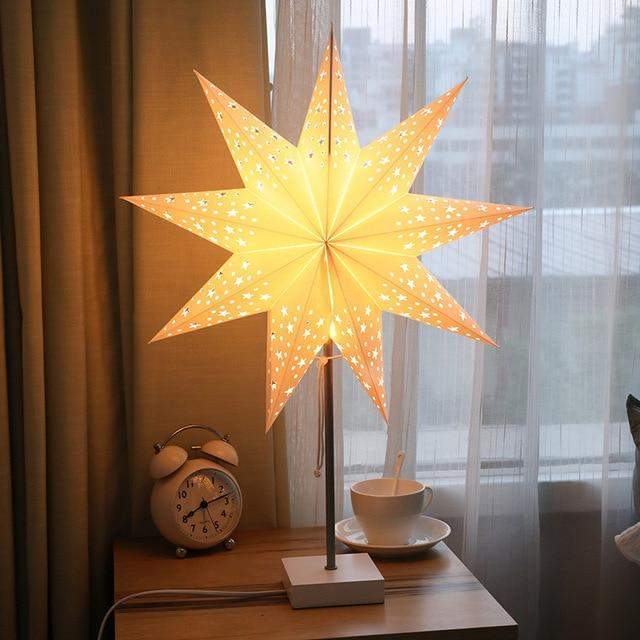 Lisslune | StellarGlow | Radiant LED Star Table Lamp – Wooden Base Ambient Light for Bedroom & Living Room Décor