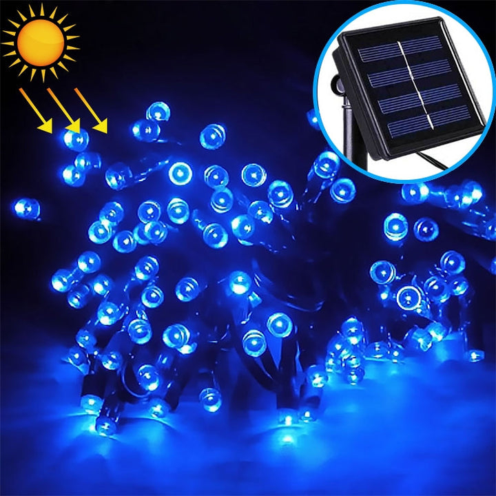 Lisslune | 200 LEDs Outdoor Waterproof Christmas Festival Decoration Solar Lamps String Lights, Length: 22m (Blue)