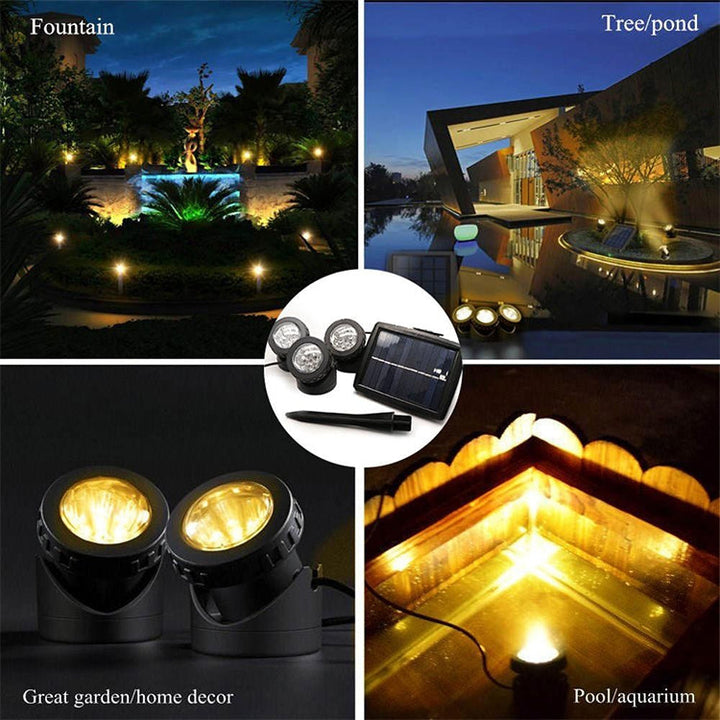 Lisslune | Two Heads LED Outdoor Waterproof Solar Underwater Spotlight Floodlight