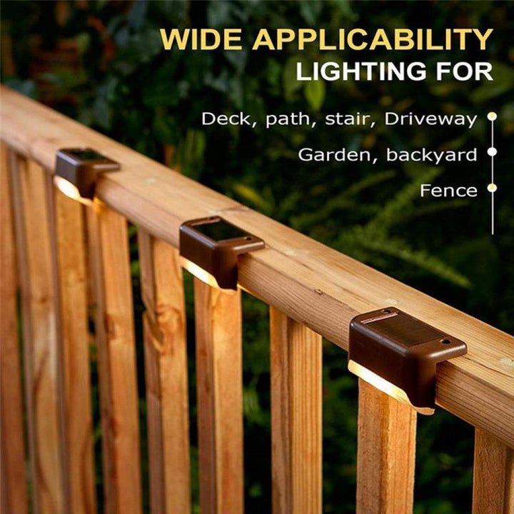 Lisslune | 12 PCS Solar Powered LED Outdoor Step Light IP65 Waterproof Garden Lamp, Warm White Light (Brown)