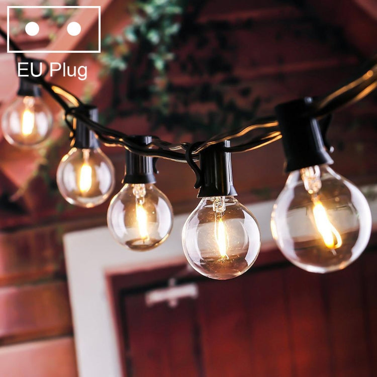 Lisslune | G40-EU-25 G40 7.6m 175W E12 IP44 waterproof Retro Filament light bulbs string, 25 light bulbs LED decorative lamp for garden, construction, bar, party, wedding, AC 220V, EU plug (Warm White)