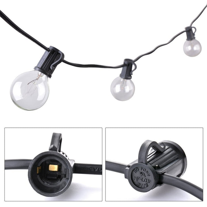 Lisslune | G40-EU-25 G40 7.6m 175W E12 IP44 waterproof Retro Filament light bulbs string, 25 light bulbs LED decorative lamp for garden, construction, bar, party, wedding, AC 220V, EU plug (Warm White)
